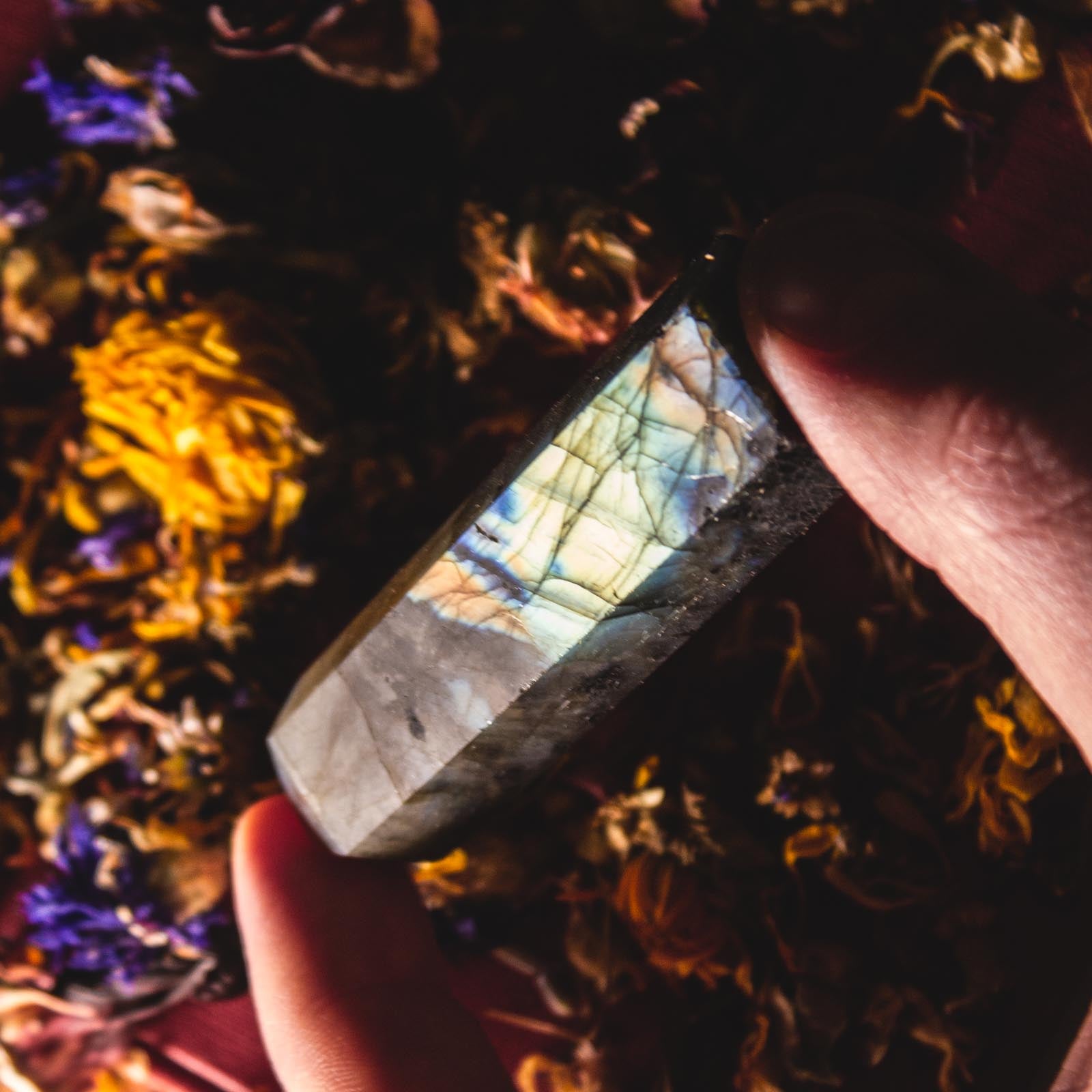 Flashy Labradorite Crystal Point, for Insecurities, Faith, and Spiritual Awakening