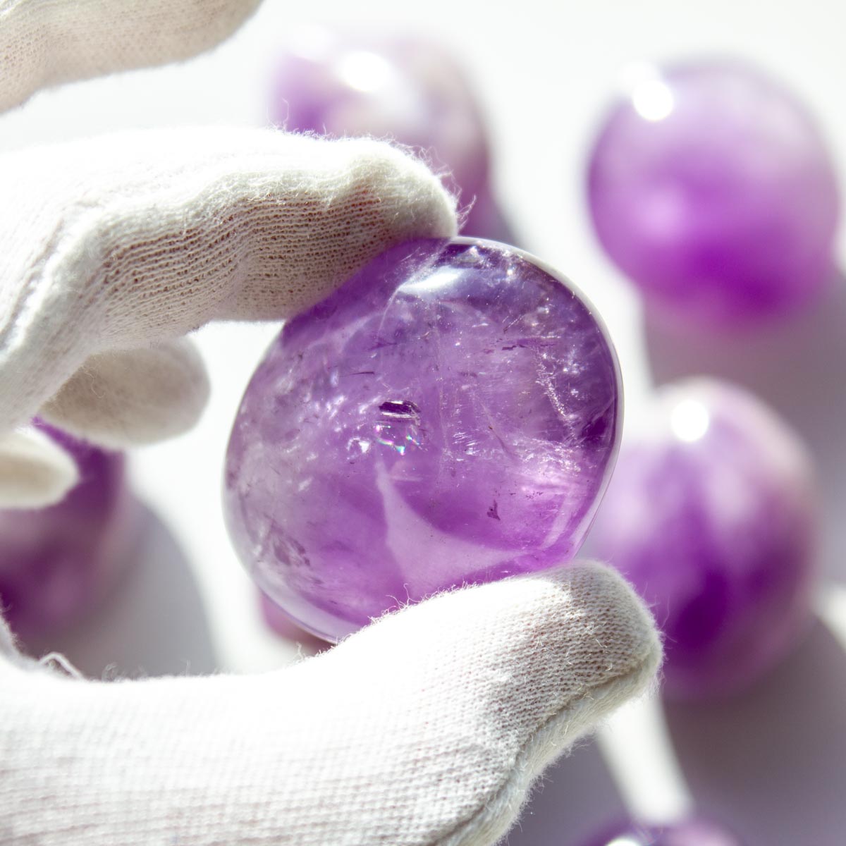 Large Amethyst Palm Stone, for Anxiety, Intuition, and Sobriety